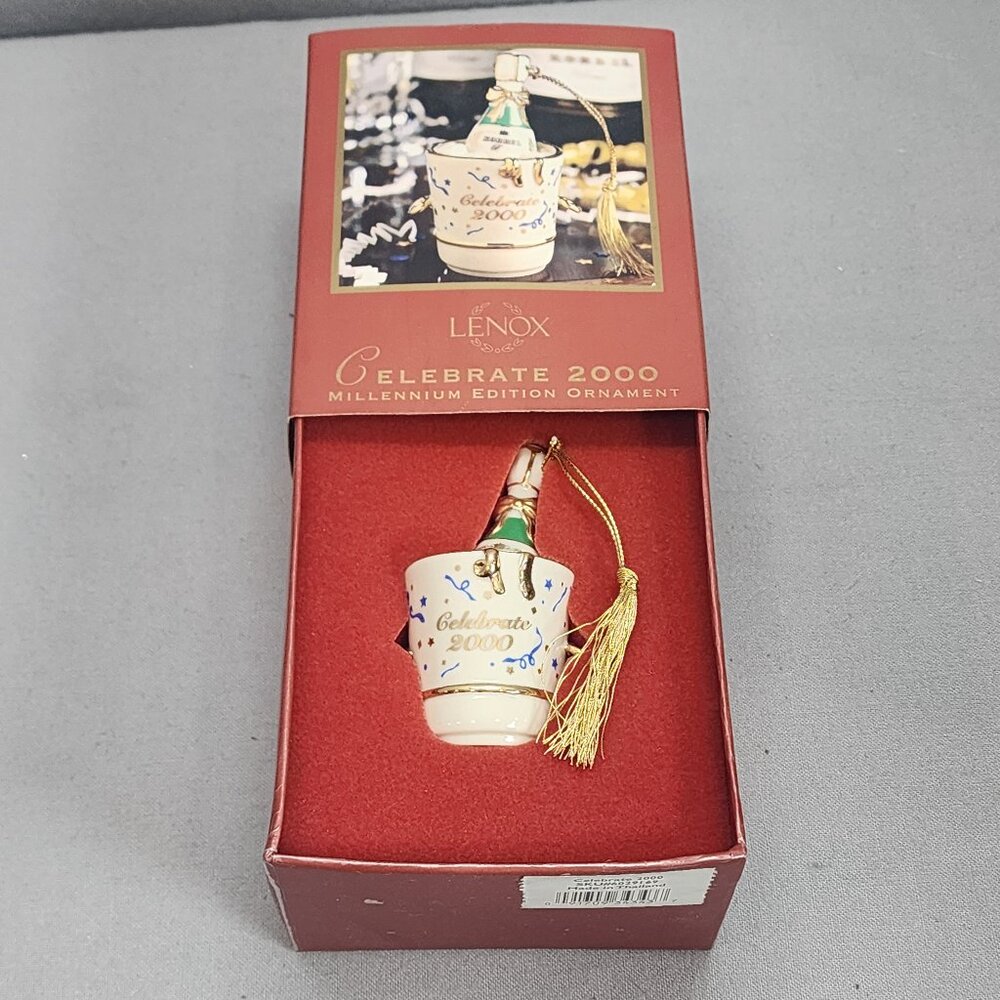Lenox Celebrate 2000 Millennium Edition Ornament – Champagne Bucket & Bottle